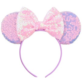 HoveBeaty Mouse Ears Bow Headbands Sequin Hairband Butterfly Glitter Hair Accessories for Girls Women (purple)