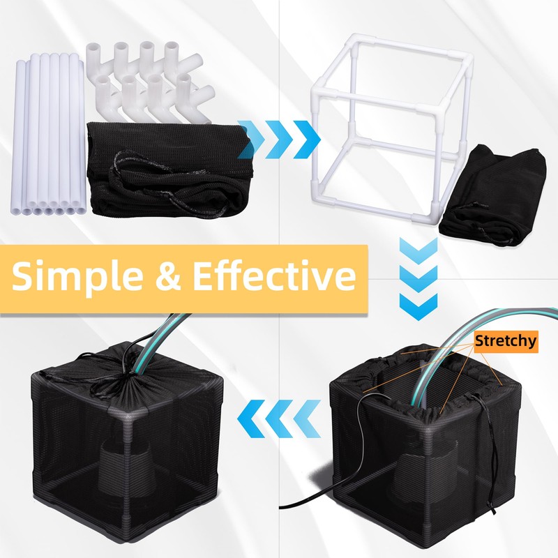 Fineday Pond Filter, Anti-Clogging Cube Outdoor Mesh Water Pump Barrier