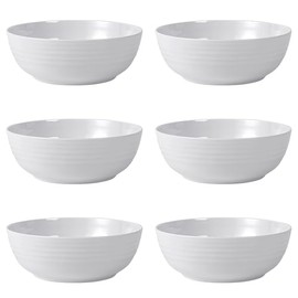 ZAINCA Melamine Cereal Bowls, Salad Bowls Soup Bowls, Shatter Resistant, 7 inch, set of 6 White