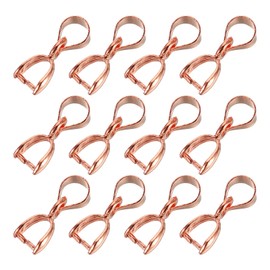 QUARKZMAN 12 pieces sterling silver bail pinch bail, 3 mm x 13 mm, alloy clip clasps, clip, pendant, bail connector, jewellery accessories for bracelets, necklaces, making, rose gold