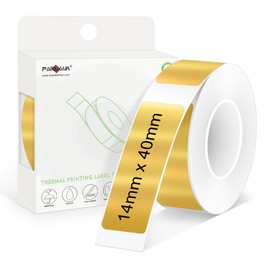 PARLAIM 14 X 40mm (1/2" x 1 1/2") Waterproof Thermal Label, 160pcs OEM Label Tape Replacement Roll for Label Maker Perfect for Home/Office/School, Bright Gold