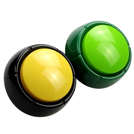 Dog Talking Button Set of 2, Voice Sound Recorder Recordable Answer Buzzers Record Talking Button Pets Traning Buzzer, Record & Playback Your Own 30S Message Easy Button Yellow and Green