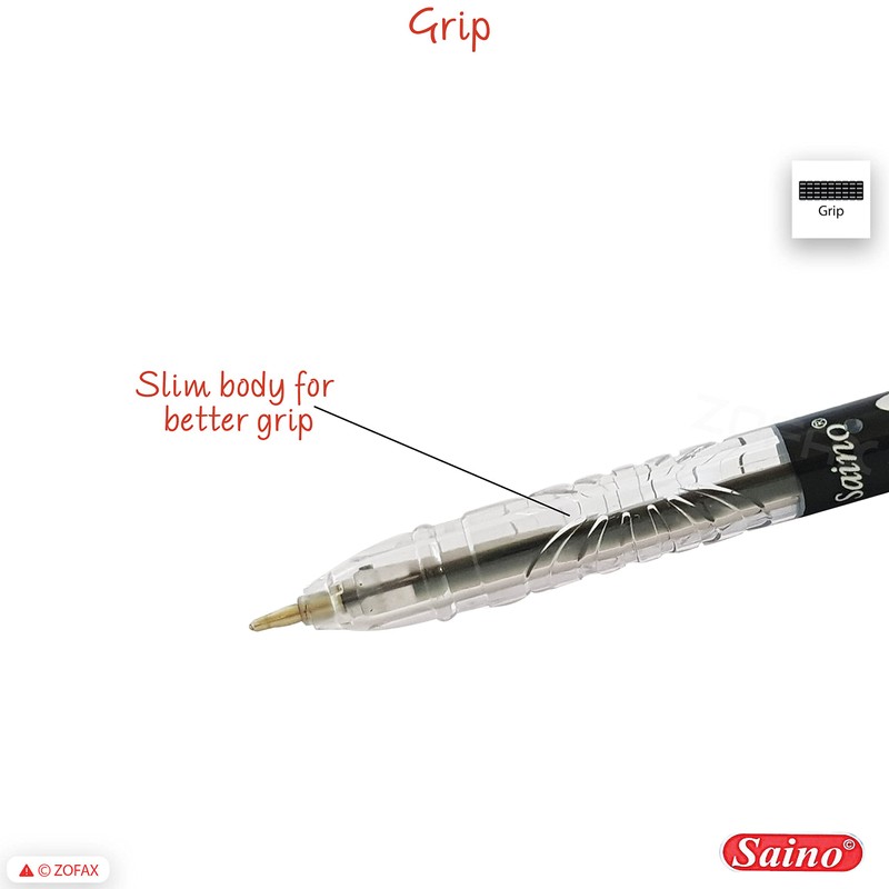 SAINO 10 x 0.6mm Fine Tip Ball Pens Tutor BLACK