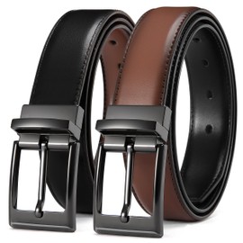CHAOREN Mens Belt Leather 1 Piece, Reversible Belts for Men 1 1/4", Black Brown 2-Sided for Dress Suit and Casual Jeans