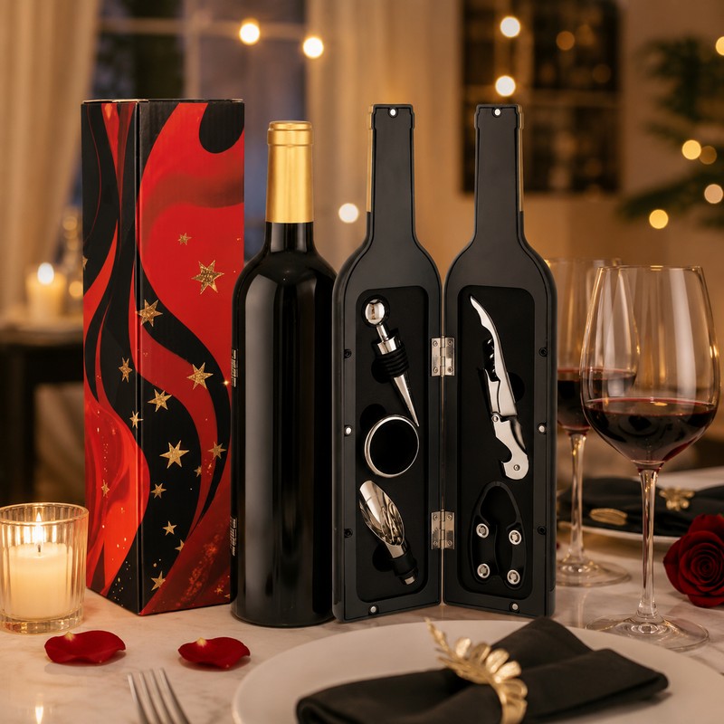 5-Piece Wine Accessory Set for Home Bars – Bottle-Shaped Corkscrew
