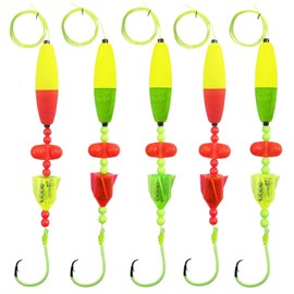 Skipaelf Catfish Rig Catfish Float Rigs,Catfishing Tackle Floats with Rattler Catfishing Equipment,5pcs Santee Cooper Rigs for Catfish Fishing 10/0 Circle Hooks