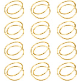12 Pieces Gold Napkin Rings Metal Spiral Sliver Pink Napkin Rings Buckles Simple Alloy Serviette Holder for Weddings Dinner Party Table