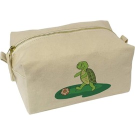 'Turtle Playing Football' Canvas Wash Bag/Makeup Case (CS00038541)