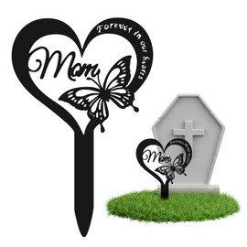 Pacify Grave Decorations for Cemetery, Metal Grave Marker for Mom Waterproof Memorial Plaques Sympathy Grave Stake for Loved Ones Remembrance Tribute (Mom)