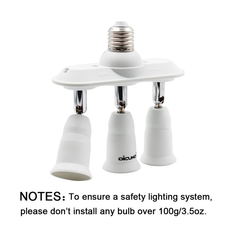 DiCUNO Light Socket Splitter 3 Way Adapter, 3 in 1