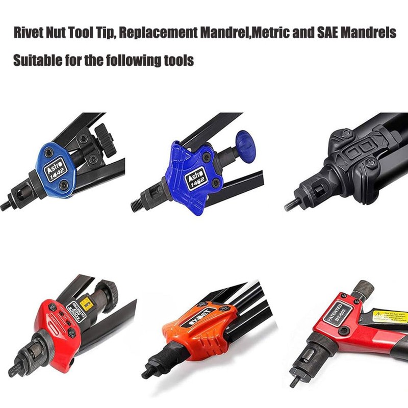 ZIOJOVK 2PCS Riveting nut Tool Replacement Mandrel, Metric and SAE