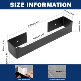 NearMoon Self Adhesive Hand Towel Holder/Towel Ring, Stainless Steel Hand Towel Bar Rustproof Stick on Wall-Towel Rack for Bathroom/Kitchen, Square Adhesive and Wall Mounted (9 Inch, Matte Black)