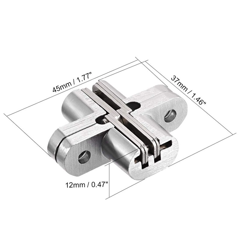 sourcing map 2pcs Invisible Concealed Cross Hinges Wooden Doors, Zinc