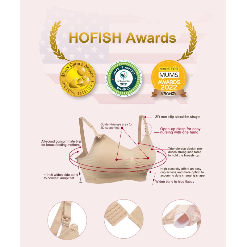 HOFISH Maternity Nursing Bras Seamless 3 Pack Sleep Bralette for