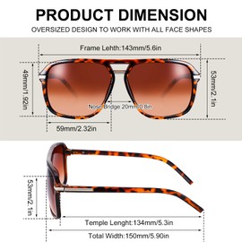 GGSTDDUP 3 Pcs Oversized Sunglasses for Women Men, Square Trendy Sunglasses Retro 70s Sun Glasses UV Protection