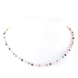 Ronotico jnk-10 Magnetic Necklace, Fashionable, Women's, Tourmaline and Pearl, Silver925, Glitter, Silver, Made in Japan, Glass, Tourmaline