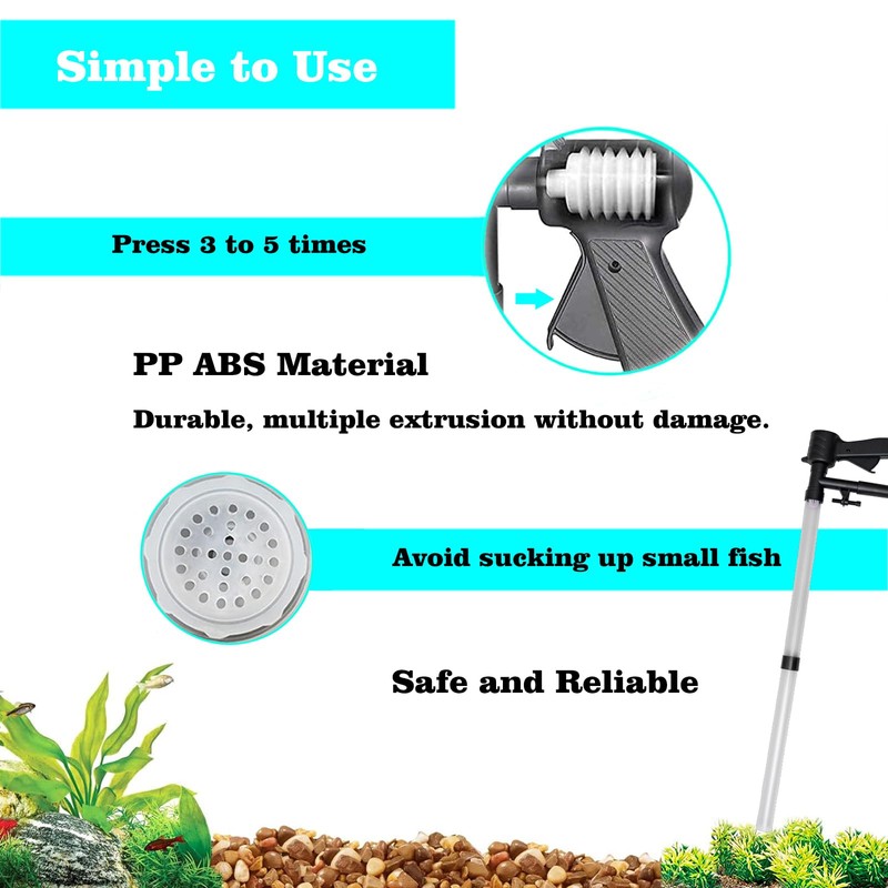Carefree Fish Aquarium Gravel Cleaner 15~30In with 6Ft Water Hose