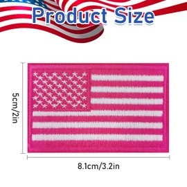 2 Pcs Premium USA Flag Patches for Military Uniforms: Tactical Morale Emblems with Iron On Design/Pink