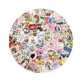 100PCS Pink Y2K Stickers for Luggage,Water Bottle,Skateboard,Suitcase,Guitar, Laptop,Motorcycle,Scrapbook,Adults Girls Sticker,Cool Cute Vintage Aesthetic Vinyl Decals,Cartoon Trendy Graffiti Sticker