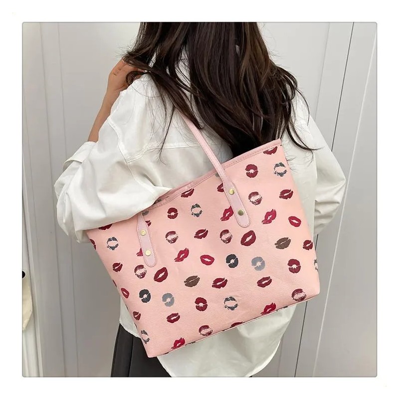 Bolso De Mano De Gran Capacidad Con Estampado De Labios