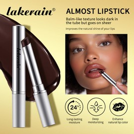 gcdat Almost Lipstick Brown Tinted Lip Balm in Black Honey, Longlasting Hydrating Lip Balm for Sheer Color with A Shiny Finish, Instant Moisture, Shine,with Vitamin E