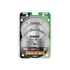 Trend CraftPro Triple Pack of TCT Saw Blades for Dewalt DC390, DWE007, DCS391 & DC391N Circular Saws, 165mm x 20mm Bore, 24 & 40 & 52 Teeth, CSB/165/3PK/B