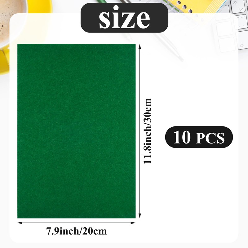 BOUBONI 10PCS Green Self Adhesive Felt Fabric Sheets Sticky Felt