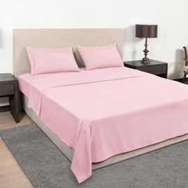 Mejoroom Full Size Sheet Set - Soft Microfiber Bed Sheets - Deep Pocket Fitted Sheet, Breathable, Wrinkle & Fade Resistant - 4 Piece (Full, Blush Pink)