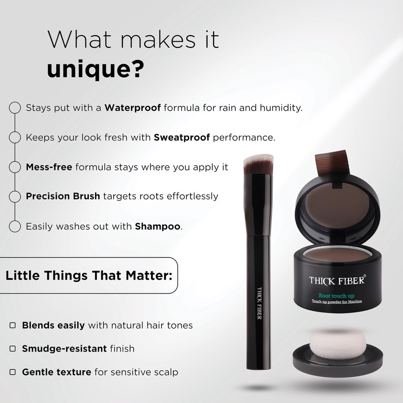 Thick Fiber Root Touch Up Powder, Medium Brown - Water