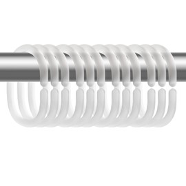 12 C-Shaped Transparent Plastic Shower Curtain Rings Curtain Hooks for Bathroom, Shaped Shower Hooks for Shower Curtain,Grommets Top,Shower Hooks Rings Loops (12, Transparent)