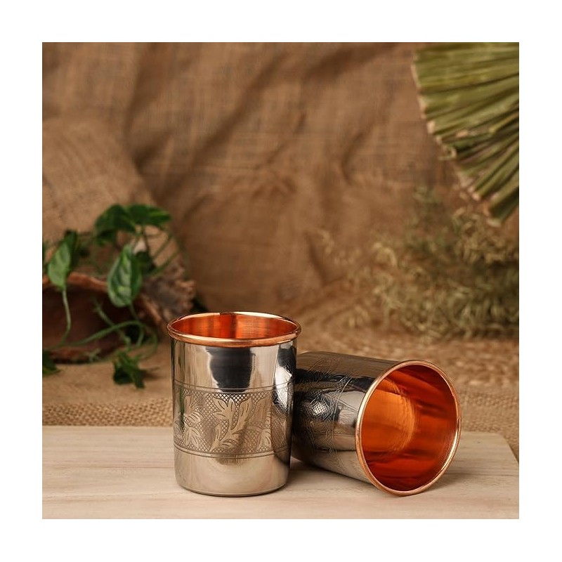 "ANCIENTIMPEX Set of 2 Stainless Steel Pure Copper Outside and