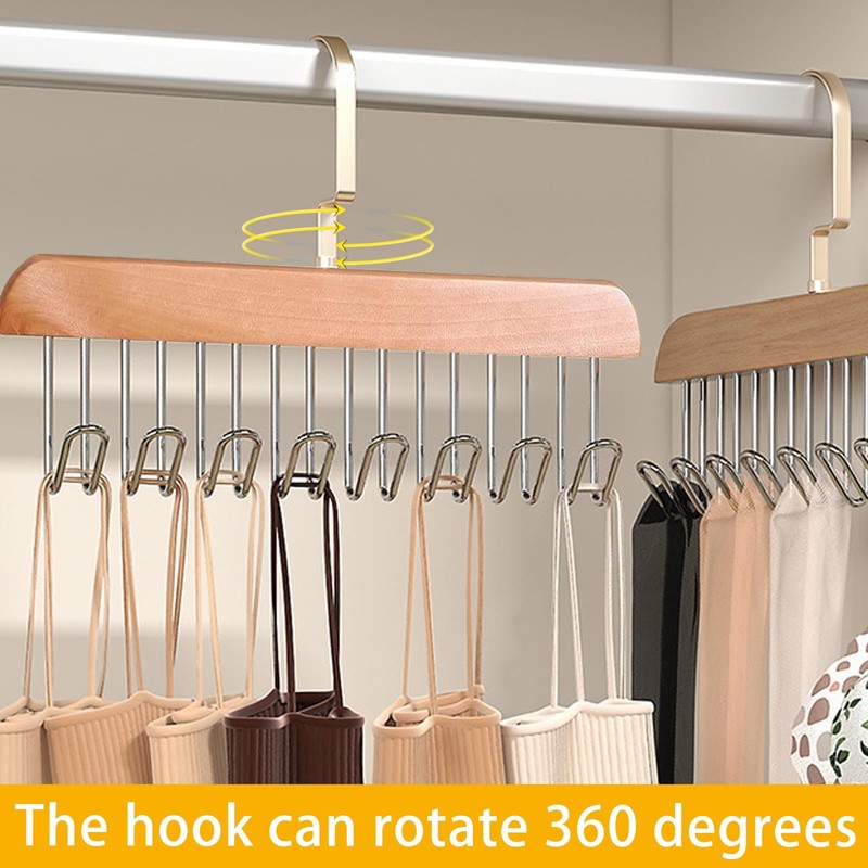 Belt Hanger for Closet,2 Pack Wooden Sturdy 8-Hook Belt Holder