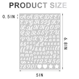 10 Sheet Cursive 1/2 Inch Small Letter Stickers, 1180Pcs 0.5" Alphabet Stickers, Vinyl Small Letter Number Symbols Stickers for Arts Crafts Outdoor Sign Poster Windows Doors School Office - White