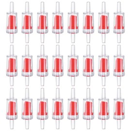 M METERXITY 24-Pack Aquarium Air Check Valve, Plastic One Way Non-Return Valves Air Valve Air Tubing Accessories Air Pump Accessories for 3/16" Airline Tubing Fish Tank [Clear Red]