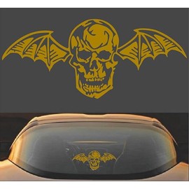 Avenged Sevenfold A7X Death Bat Metal Band Vinyl Decal Sticker (8" x 3.5", Metallic Gold)