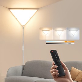 Upgraded Corner Light with Remote, 24W 2200LM LED Corner Lights for Living Room, 3000K/4000K/6000K Plug in Ceiling Lights with Switch, Stepless Dimmable LED Lamp for Bedroom, Triangle Shape(1 Pack)