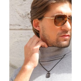 Airrty Initial Letter Pendant Necklace for Men Women Black Letter Necklace Box Chain Necklace 20 Inches Initial Necklaces for Men (W)