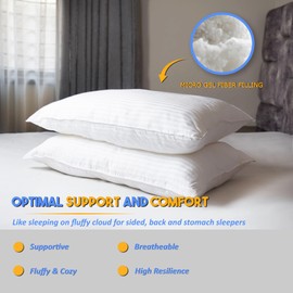Bed Pillows for Sleeping, Cotton Breathable Cover, Hotel Collection, King Set of 2, Cooling Hotel Quality, Down Alternative for Side and Back Sleepers, Super Soft, Fluffy Pillows for Bed, 20" x 36"