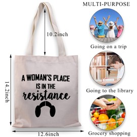 Feminist Tote Bag For Women A Woman's Place Is In The Resistance Feminist Theme Gift Inspirational Feminism Shopping Bag Women Power Gift (place in the resistance TG)