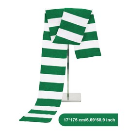 Century Star Mens Green and White Striped Scarf-Winter Warm Long Scarves For Party Festival Casual Costume Accessory