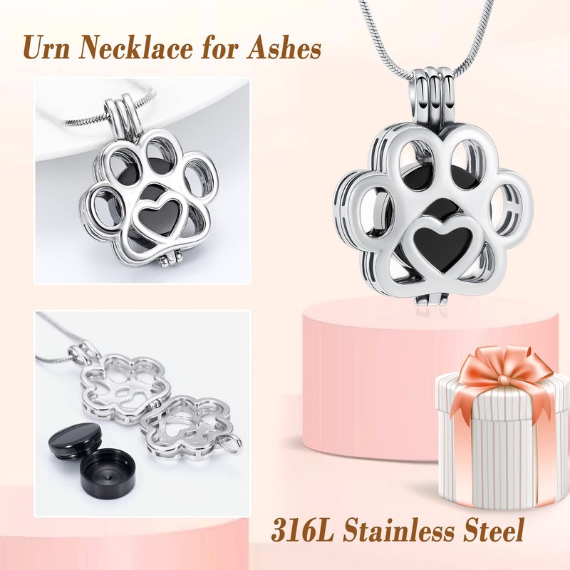 Minicremation Pet Cremation Jewellery for Ashes, Paw Print Urn Necklace