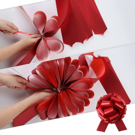 12 Inches Pull Bow 2 Pieces Gift Wrapping Pull Bow Matte Finish Ribbon Pull Bows for Christmas Wedding Baskets Valentine's Day Bows Multicolor Ribbon Bow for Gift Wrapping (Red)