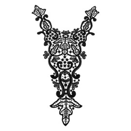sourcing map Bodice Lace Applique, 23.6 x 13.8 Inch Embroidery Lace Applique Neckline Sew on Patches Edge for DIY Sewing Crafts Clothing Wedding Dress Decoration, Black
