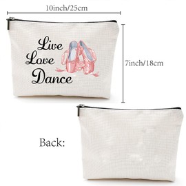 CREATCABIN Canvas Make Up Bags Printed Cosmetic Live Love Dance Bag DIY Craft Multi-Function Pouches with Zipper Toiletry Bag for Keys Headset Lipstick Card Pencil Case 10x7inch