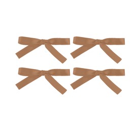 3.25 Inch Satin Ribbon Hair Bows with Alligator Clips, Set of 4 (Camel)