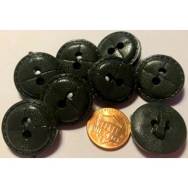 Unbranded 8 Glossy Thick Leather Look PLASTIC Dark Green Sew-thru Buttons 7/8" 23mm 7732