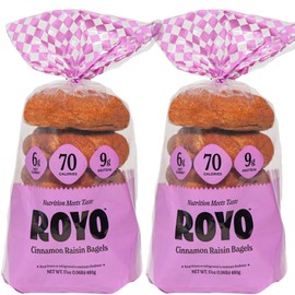 Bagel Keto-Friendly Fresh Bagels (Cinnamon Raisin - 6 Bagels) High Fiber, Low Calorie, Low Carb, Vegan, Kosher Certified - Pack of 2