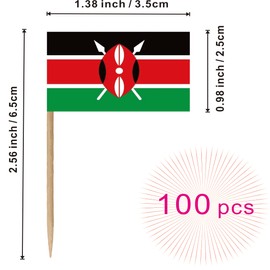 Kenya Toothpick Flag Republic of Kenya Small Mini Cocktail Fruit Cupcakes Toppers Food Stick Flags Decorations,100 Pack