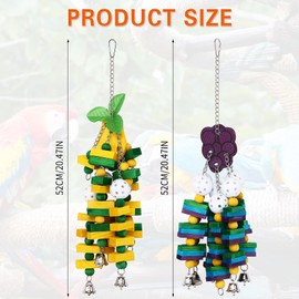NEXT VOGUE 2-Pack Natural Wood Bird Toys for Parrots – Chew & Climb Toys for Medium to Large Parrots, Macaws, African Greys & Cockatoos – Durable Enrichment Toys for Beak Exercise & Mental Stimulation
