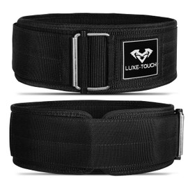 LUXE-TOUCH 4 Inches Nylon Weightlifting Belt with Quick-Release Buckle, Belt for Cross Working out, Bodybuilding, Power Lifting. Deadlift Training Belt, Adjustable Weight Lifting Spine Support for Unisex Adults (Black, Medium (31" - 36"))